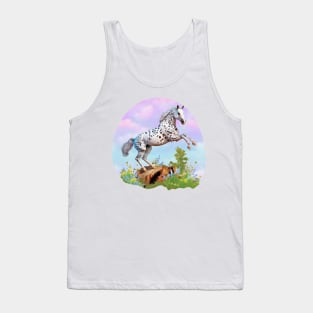 Appaloosa Horse Rearing in the Meadow Sticker Tank Top